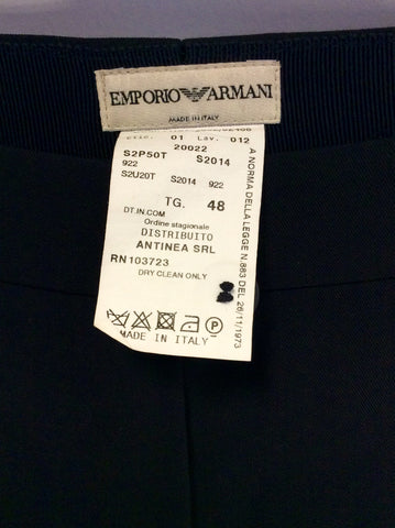 EMPORIO ARMANI BLACK FORMAL WOOL TROUSERS SIZE 48 UK 16 - Whispers Dress Agency - Womens Trousers - 3
