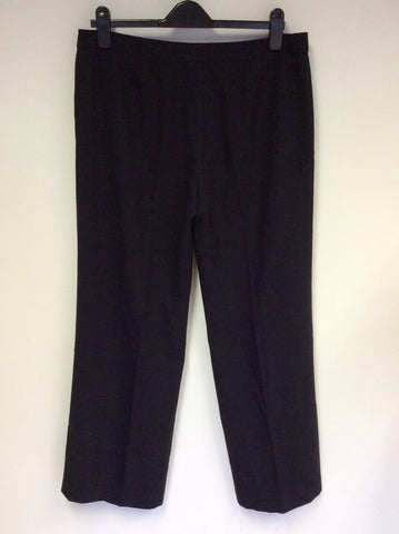 EMPORIO ARMANI BLACK FORMAL WOOL TROUSERS SIZE 48 UK 16 - Whispers Dress Agency - Womens Trousers - 2