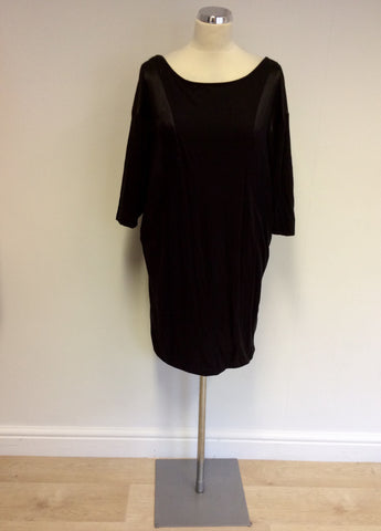 ARMANI EXCHANGE BLACK SATIN TRIM STRETCH JERSEY DRESS SIZE M - Whispers Dress Agency - Womens Dresses - 1