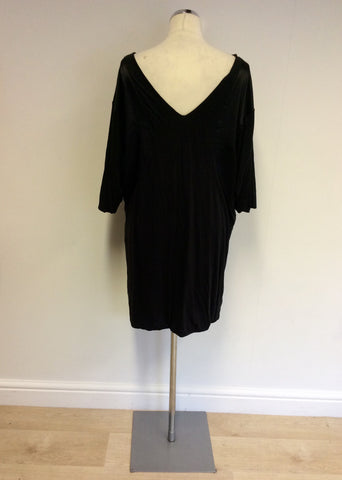 ARMANI EXCHANGE BLACK SATIN TRIM STRETCH JERSEY DRESS SIZE M - Whispers Dress Agency - Womens Dresses - 3