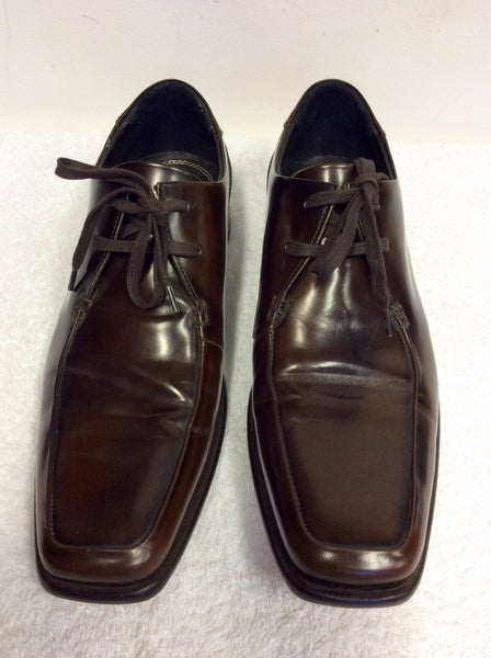 MARKS & SPENCER AUTOGRAPH BROWN ALL LEATHER LACE UP SHOES  display picture 2