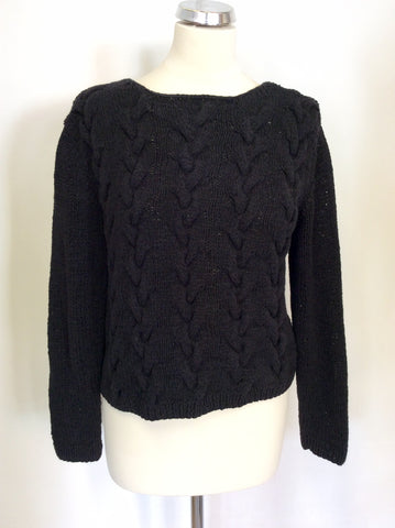 COS BLACK CABLE KNIT SCOOP NECK JUMPER SIZE S