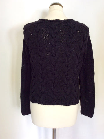 COS BLACK CABLE KNIT SCOOP NECK JUMPER SIZE S