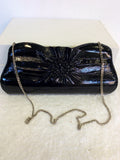 GINO VAELLO BLACK PATENT LEATHER SLINGBACK HEELS & MATCHING CLUTCH BAG SIZE 5/38