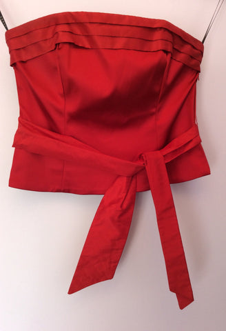 Coast Red Satin Bustier Top With Silk Belt Size 12 - Whispers Dress Agency - Sold - 1