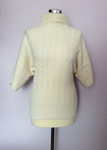 Made In Scotland Ivory Pure Cashmere Short Sleeve Jumper Size L - Whispers Dress Agency - Sold - 1