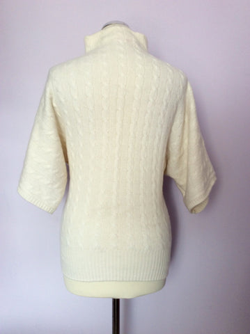Made In Scotland Ivory Pure Cashmere Short Sleeve Jumper Size L - Whispers Dress Agency - Sold - 2