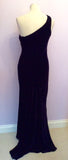 Ghost Dark Blue Velvet One Shoulder Evening Dress Size L - Whispers Dress Agency - Sold - 4