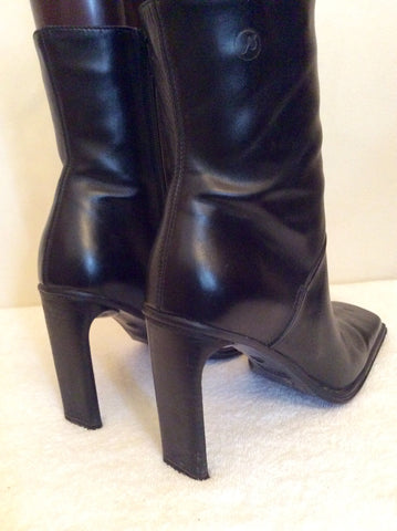 Bronx Black Leather Ankle Boots Size 5/38 - Whispers Dress Agency - Womens Boots - 4