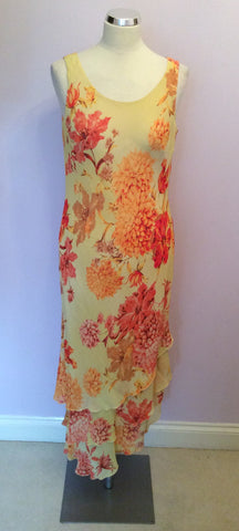 Habella Yellow & Orange Floral Print Dress Size 14 - Whispers Dress Agency - Womens Dresses - 1