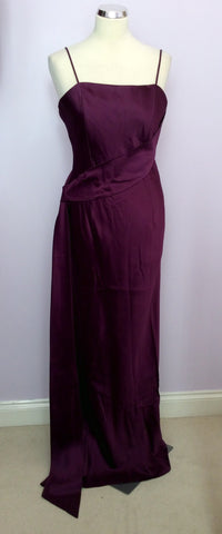 Consortium Deep Plum Long Evening Dress & Wrap Size 14 - Whispers Dress Agency - Womens Dresses - 2
