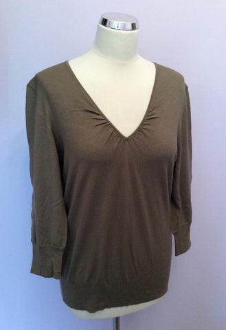 Coast Light Brown Silk Blend V Neck Jumper Size 16 - Whispers Dress Agency - Sold