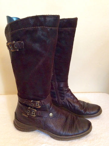 Tamaris Brown Buckle Trim Biker Boots Size 7.5/41 - Whispers Dress Agency - Sold - 2