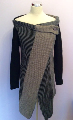 Made In Italy Grey, Black & Beige Long Cardigan Size S/M - Whispers Dress Agency - Womens Knitwear - 1