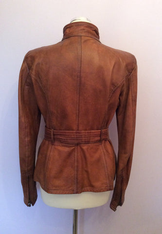 Belstaff Cognac / Antique Brown Leather 'Triumph' Jacket Size 12/14 - Whispers Dress Agency - Sold - 4