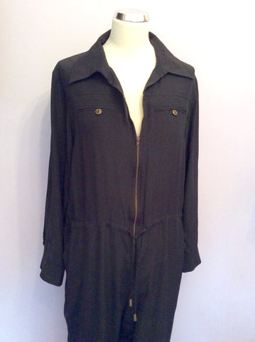 KOOKAI BLACK SILK ZIP UP JUMPSUIT SIZE 12 - Whispers Dress Agency - Sold - 2