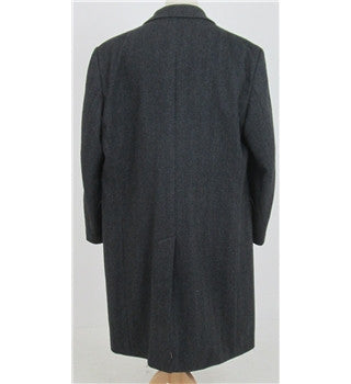 Di Caprio Dark Grey & Black Herringbone Wool & Cashmere Coat Size 46R / XL - Whispers Dress Agency - Sold - 2