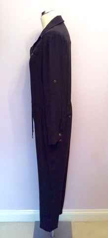 KOOKAI BLACK SILK ZIP UP JUMPSUIT SIZE 12 - Whispers Dress Agency - Sold - 3