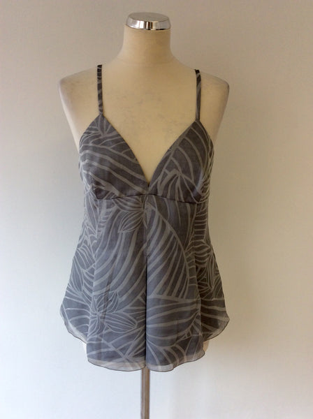 ARMANI EXCHANGE GREY PRINT SILK CAMISOLE TOP SIZE 46 UK 14 - Whispers Dress Agency - Sold - 1
