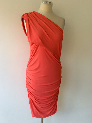 GORGEOUS COUTURE BAILEY CORAL ONE SHOULDER DRESS SIZE M - Whispers Dress Agency - Sold - 2