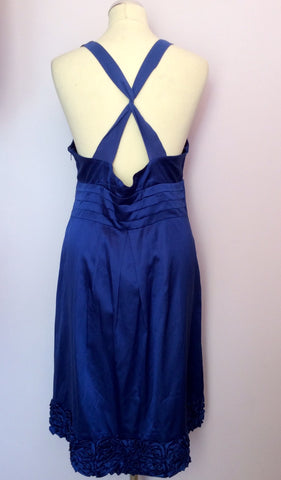 Brand New Coast Charmaine Blue Silk & Cotton Halter Neck Dress Size 16 - Whispers Dress Agency - Womens Dresses - 3