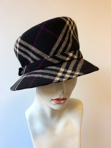BURBERRY BY PHILIP TREACY BLACK CHECK WOOL HAT - Whispers Dress Agency - Sold - 1