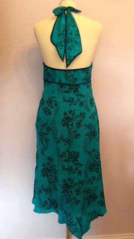 Coast Emerald Green Floral Print Silk Halterneck Dress Size 12 - Whispers Dress Agency - Womens Dresses - 3
