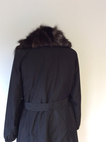 BRIEFING BLACK FOX FUR TRIM MAC/ COAT SIZE 44 UK 16 - Whispers Dress Agency - Womens Coats & Jackets - 5