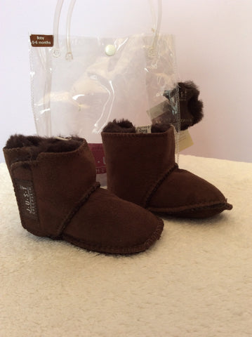 Brand New Just Sheepskin Brown Sheepskin Booties Size 0-6 Months - Whispers Dress Agency - Baby - 1