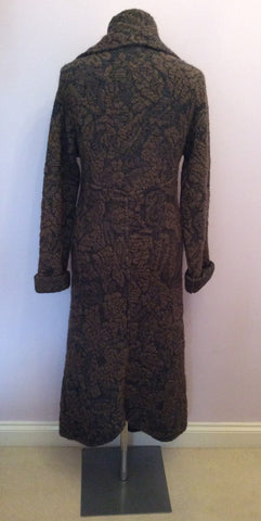 LISA CAMPIONE BROWN & GREY DESIGN LONG CARDIGAN/COAT SIZE 10 - Whispers Dress Agency - Womens Knitwear - 4