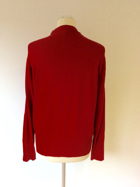 CASAMIA EXCLUSIVE RED JEWEL TRIM LONG SLEEVE JUMPER SIZE L Whispers Dress Agency