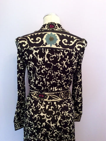 Diane Von Furstenberg Black & Ivory Print Silk Wrap Dress Size 10 - Whispers Dress Agency - Sold - 5