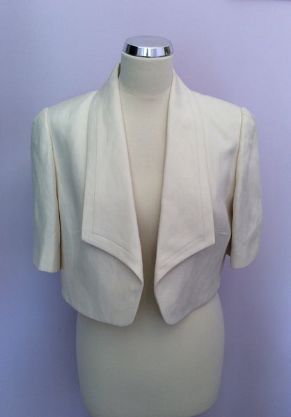 Jaeger Ivory Linen Silk Crop Jacket Size 14 – Whispers Dress Agency