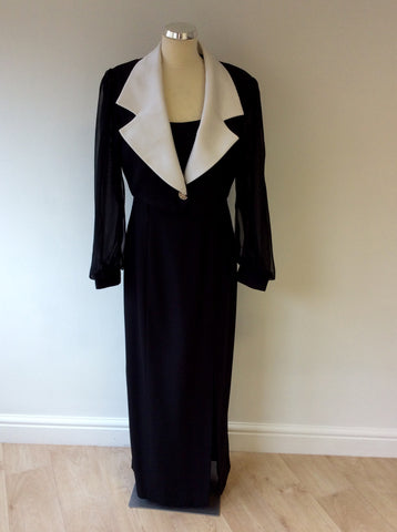 EMMA SOMERSET BLACK & WHITE BOLERO JACKET & LONG EVENING DRESS SIZE 12 - Whispers Dress Agency - Sold - 1
