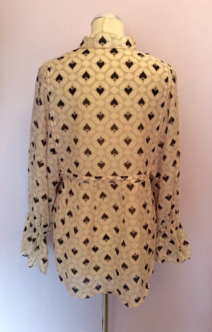 Alice Temperley Pale Pink, Grey & Black Spade Print Smock Top Size 10 - Whispers Dress Agency - Womens Tops - 4