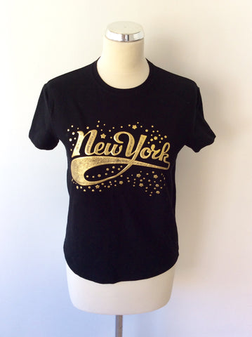 SEE BY CHLOE BLACK & GOLD NEW YORK SHORT SLEEVE T SHIRT SIZE 16 - Whispers Dress Agency - Sold - 1