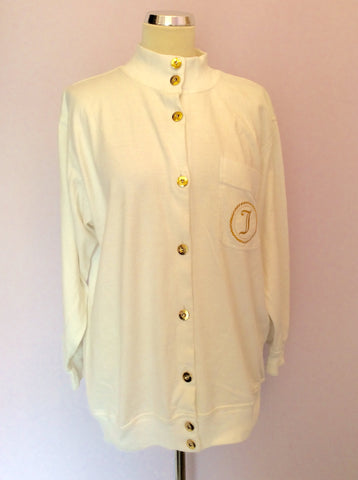 Vintage Jaeger White & Gold Button Up Top Size M - Whispers Dress Agency - Womens Vintage - 1