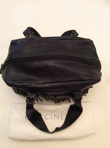 Coccinelle Black Leather Fringed Hand/Shoulder Bag - Whispers Dress Agency - Sold - 4