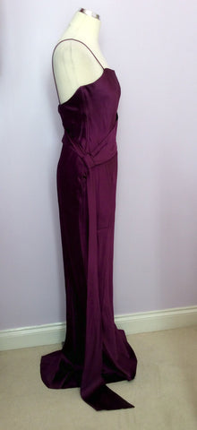 Consortium Deep Plum Long Evening Dress & Wrap Size 14 - Whispers Dress Agency - Womens Dresses - 3