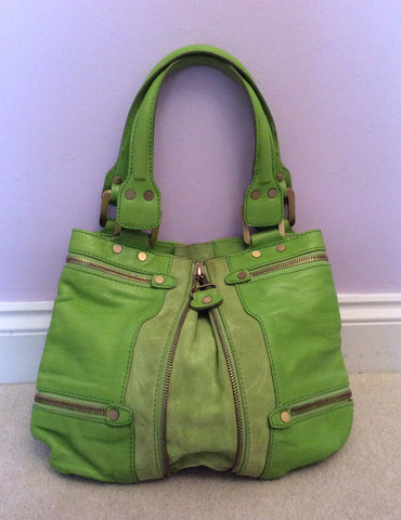 Jimmy Choo Neon Green Leather / Suede Mona Bag - Whispers Dress Agency - Sold - 2