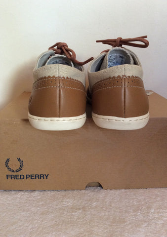 Brand New Fred Perry Beige Canvas & Tan Lace Up Shoes Size 4/37 - Whispers Dress Agency - Sold - 4