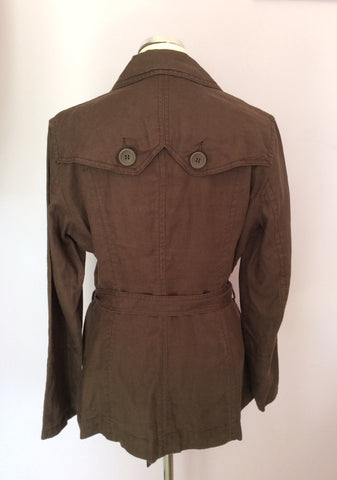 Monsoon Dark Brown Linen Belted Jacket Size 14 - Whispers Dress Agency - Womens Coats & Jackets - 2