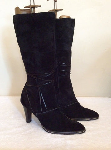 Shoe Co Black Suede Tie Detail Trim Size 6/39 - Whispers Dress Agency - Womens Boots - 2