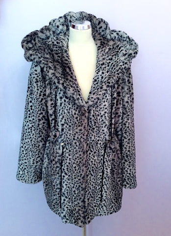 Designer Chamonix Grey, Black & Brown Leopard Print Coat Size 3 UK 16 - Whispers Dress Agency - Womens Coats & Jackets - 2