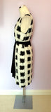 Brand New Jaeger Black & White Print Silk Dress With Tie Belt Size 16 - Whispers Dress Agency - Sold - 2