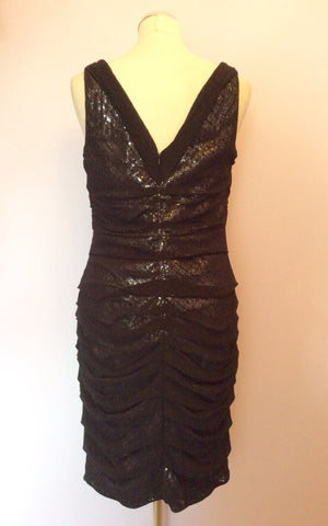 Brand New Frank Lyman Black Sequinned Net Overlay Cocktail Dress Size 14 - Whispers Dress Agency - Sold - 4