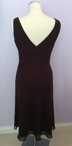 John Lewis Dark Brown Pleated Top Dress Size 10 - Whispers Dress Agency - Womens Dresses - 4