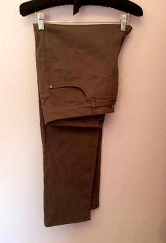 Jaeger Brown Cotton Trousers Size 16 - Whispers Dress Agency - Sold