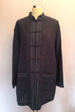 East Dark Blue Embroidered Long Linen Jacket Size 12 - Whispers Dress Agency - Womens Coats & Jackets - 4