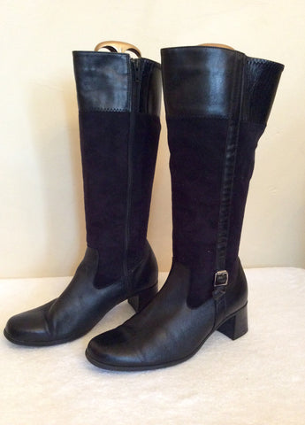Footglove Black Leather & Faux Suede Boots Size 4/37 - Whispers Dress Agency - Sold - 2